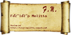 Fülöp Melitta névjegykártya