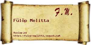 Fülöp Melitta névjegykártya
