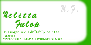 melitta fulop business card